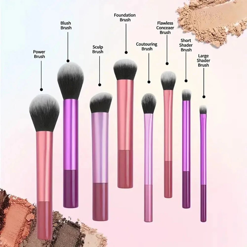 8 - Piece Soft Makeup Brush Set - Roger's Spot